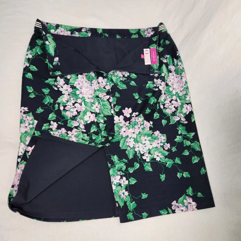 TALBOTS The Oprah Magazine Feminine Romantic Preppy Blue Floral Skirt Size 12. - Picture 9 of 16